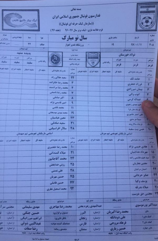  غیبت ملی‌پوش فولاد در لیست بازی