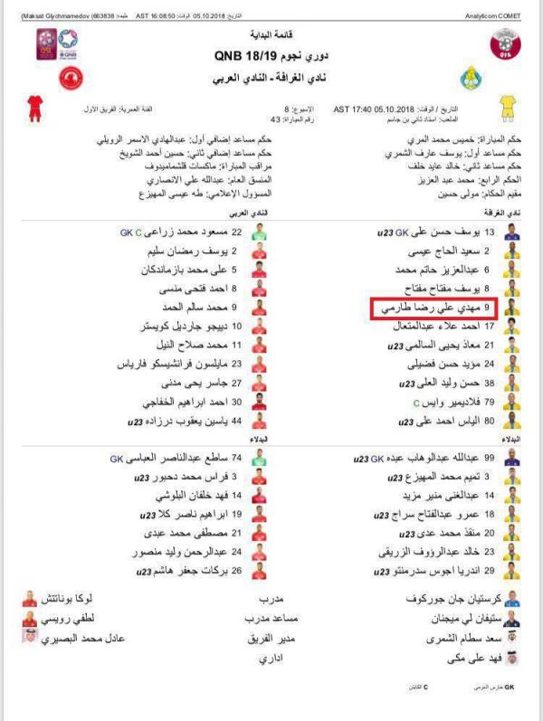  طارمی در ترکیب الغرافه برابر العربی + عکس