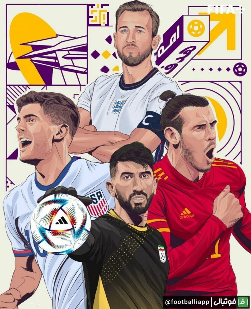 پوستر صفحه رسمی فیفا از گروه B رقابت‌های جام جهانی 2022 با حضور علیرضا بیرانوند
