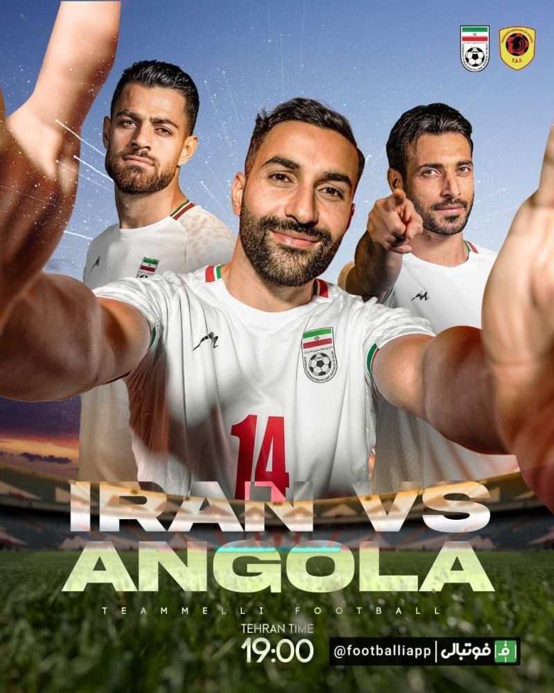 پوستر فدراسیون فوتبال برای دیدار دوستانه تیم‌ملی برابر آنگولا