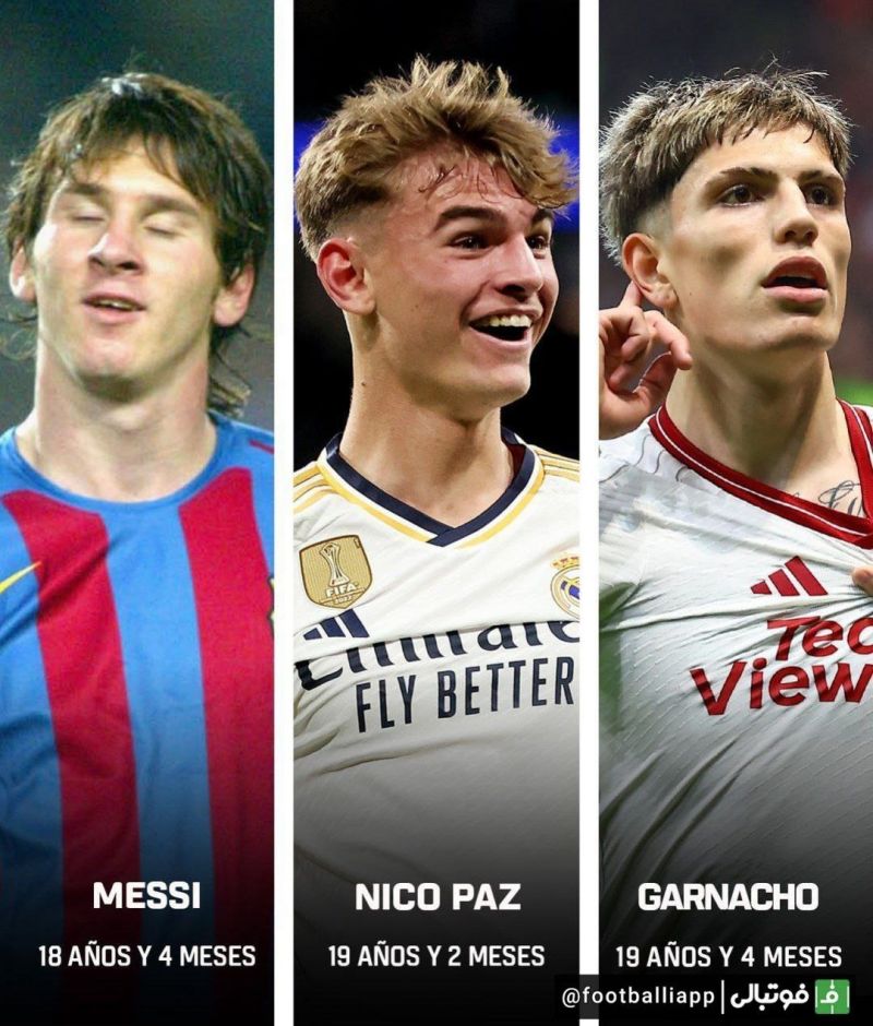 جوان‌‌ترین گلزنان آرژانتینی تاریخ لیگ قهرمانان اروپا  لئو مسی 18 سال و 4 ماه (بارسا 5-0 پاناتینایکوس) نیکو پاز 19 سال و 2 ماه ( بازی دیشب رئال‌ مادرید 4-2 ناپولی) آلخاندرو گارناچو 19 سال و 4 ماه (گالاتاسارای 3-3 منچستریونایتد)