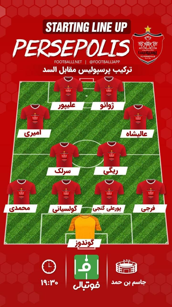 اختصاصی فوتبالی/ شماتیک ترکیب پرسپولیس مقابل السد