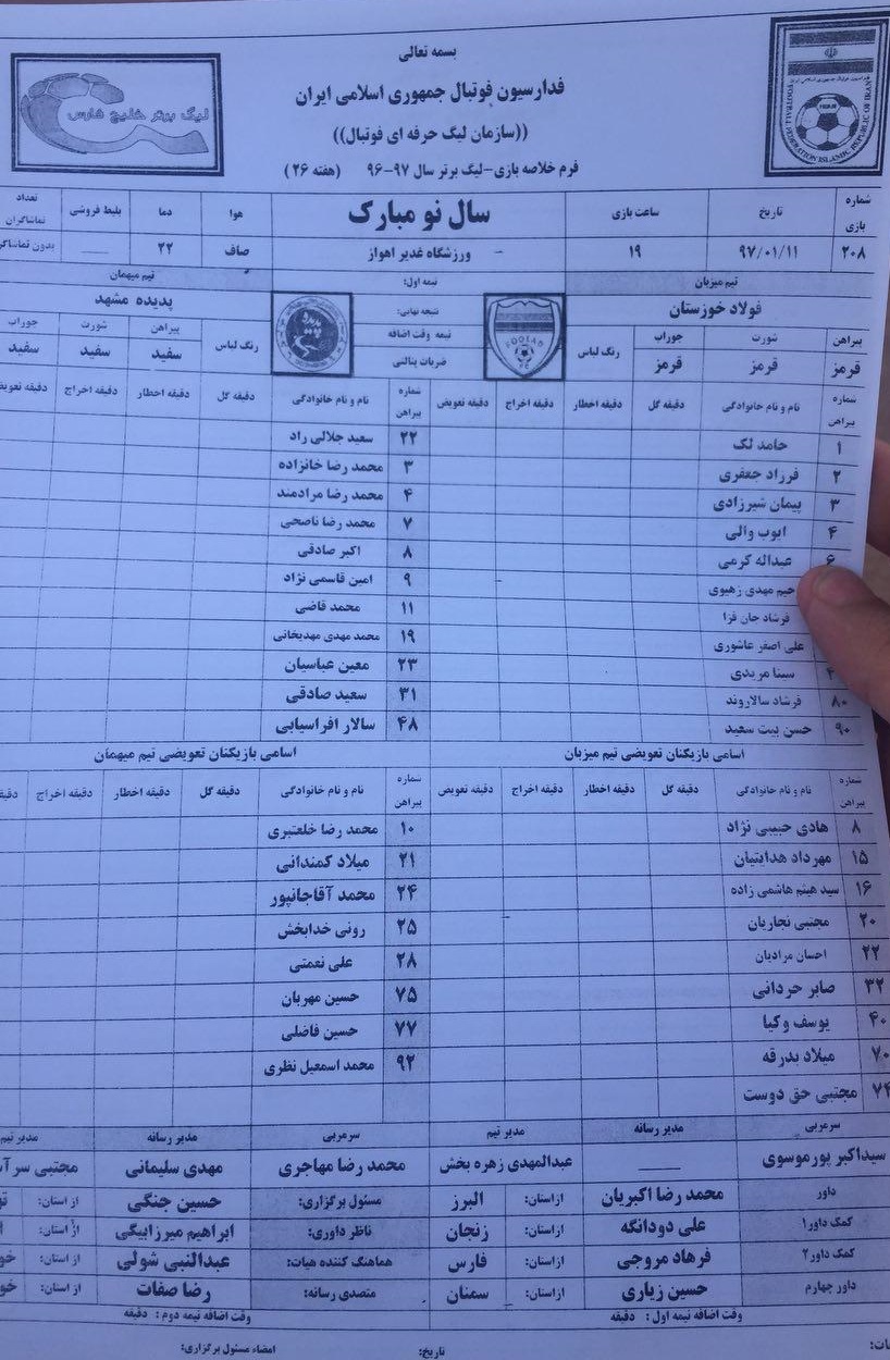 غیبت ملی‌پوش فولاد در لیست بازی