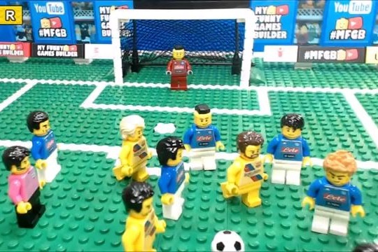 شبیه سازی بازی ناپولی 1-1 بارسلونا با عروسک لگو