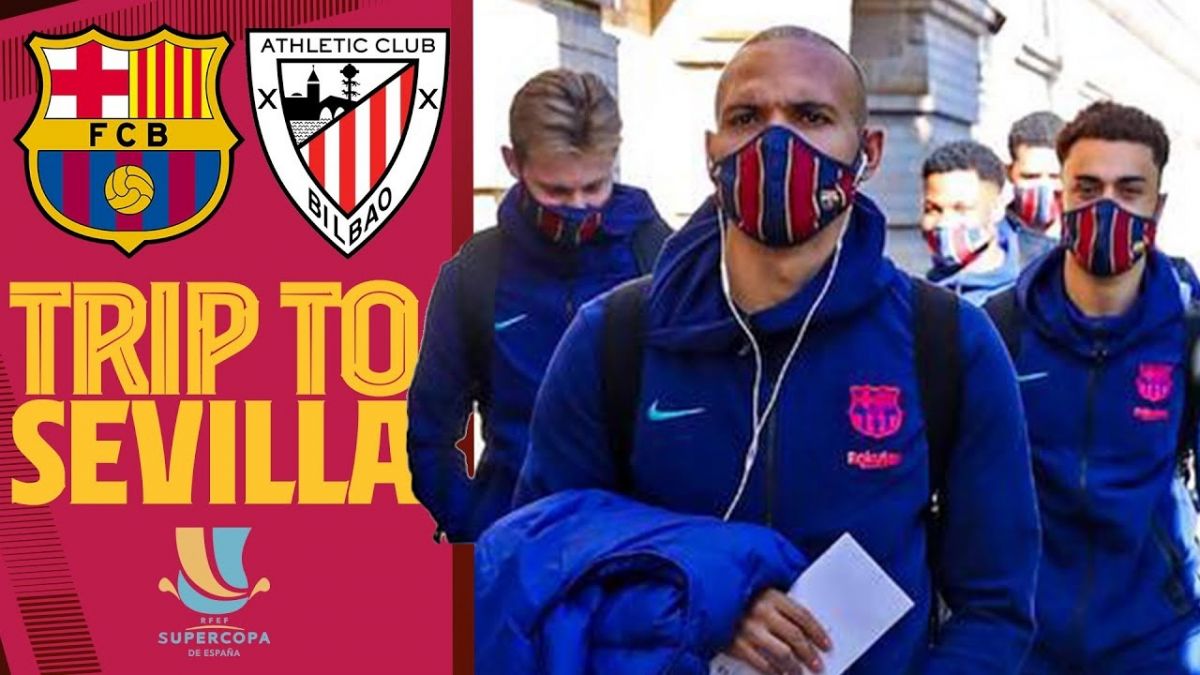 سفر بازیکنان بارسلونا به شهر سویا برای انجام فینال سوپر جام اسپانیا