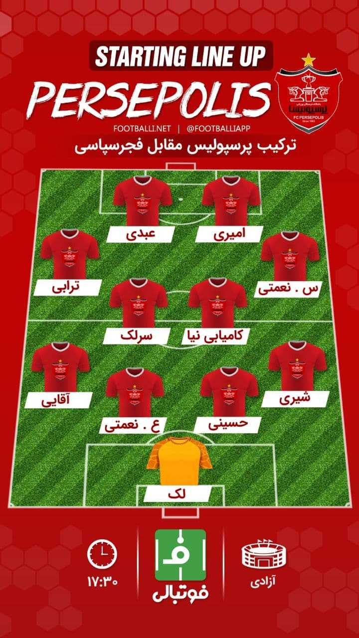 شماتیک ترکیب پرسپولیس مقابل فجرسپاسی