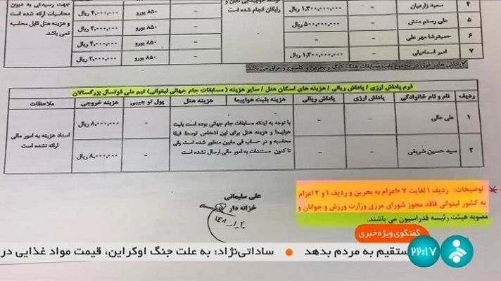 از یاران رسانه ای تا ماساژور و آشپز - اسناد بذل و بخشش رییس عزل شده فدراسیون فوتبال