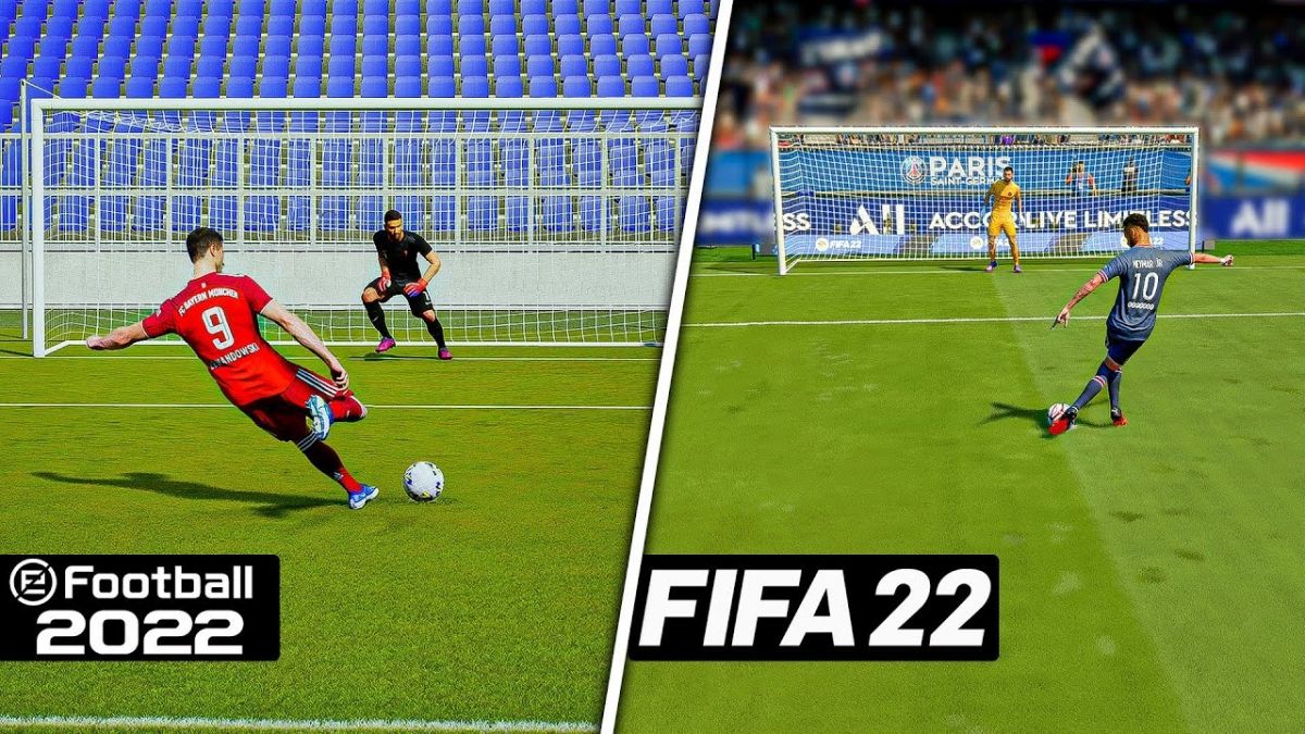 مقایسه پنالتی زدن بازیکنان در FIFA 22 و eFootball