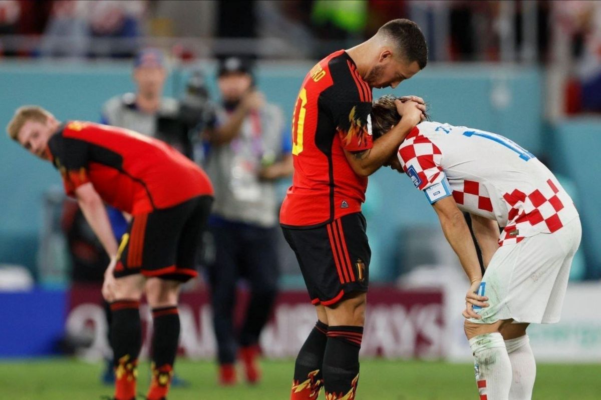 عکس؛ دو ستاره رئال مادرید در کنار هم پس از پایان بازی کرواسی - بلژیک