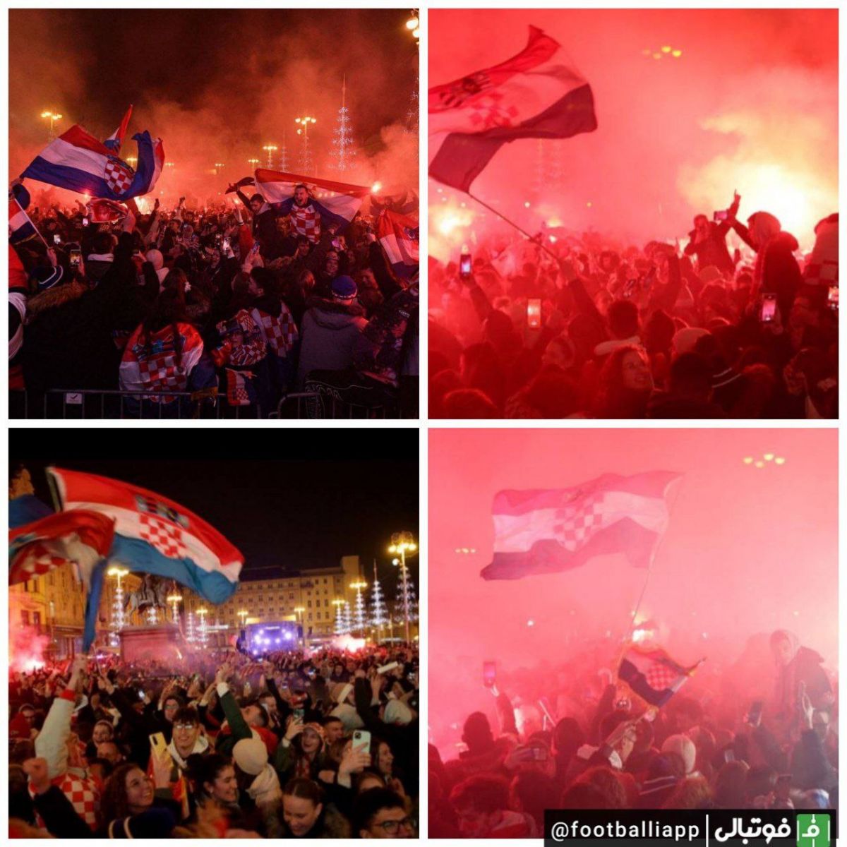جشن مردم کرواسی در خیابان های پایتخت این کشور پس از کسب مدال برنز کرواسی در جام جهانی قطر