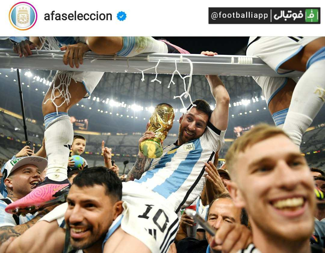 عکسهای ویژه صفحه اینستاگرام فدراسیون فوتبال آرژانتین پس از فینال جام جهانی بین آرژانتین و فرانسه و تصاویر زیبایی از فتح دروازه شمالی ورزشگاه لوسیل و پاره کردن تور این دروازه توسط بایکنان و هواداران