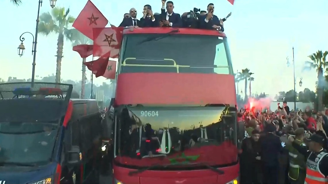 مراسم استقبال از تیم ملی مراکش پس از بازگشت از جام جهانی 2022 قطر