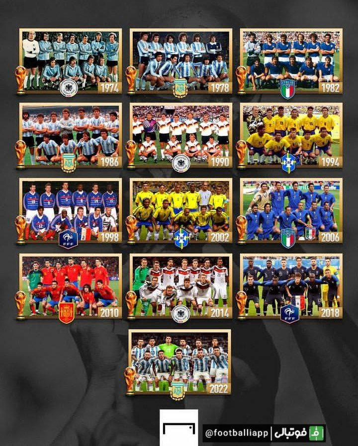 عکس تیمی 13 قهرمان دوره‌های اخیر جام جهانی
