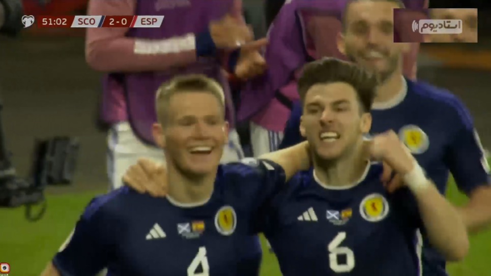 گل دوم اسکاتلند به اسپانیا (دبل اسکات مک تومینای)