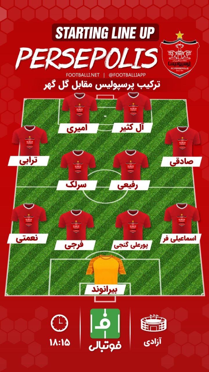 اینفوگرافی/ شماتیک ترکیب پرسپولیس مقابل گل گهر سیرجان