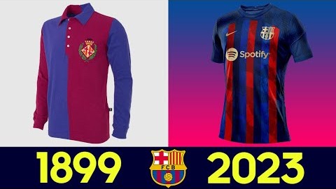 روند تغییر لباس بارسلونا از سال 1899 تا 2023