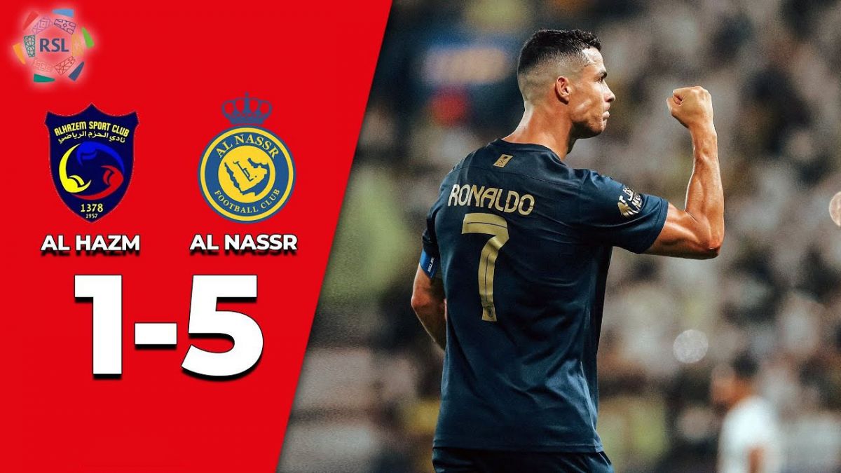 خلاصه بازی النصر 5-1 الحزم (گل و پاس گل رونالدو)