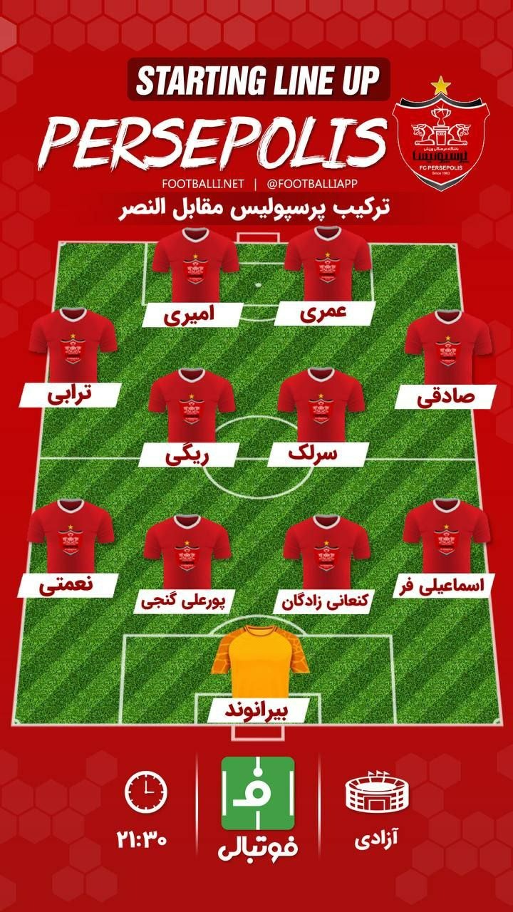 اینفوگرافی اختصاصی/ شماتیک ترکیب پرسپولیس مقابل النصر