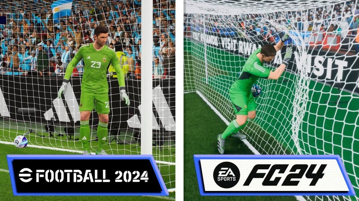 مقایسه گرافیکی بازی کامپیوتری و پلی استیشنی efootball24 با fifa fc 24