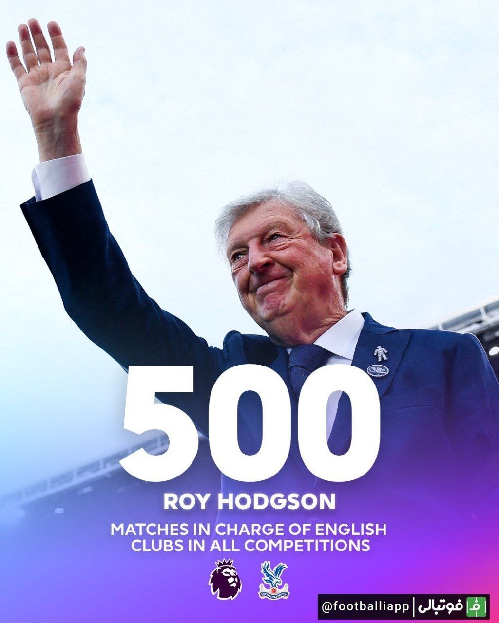 اینفوگرافی/ روی هاجسون سرمربی فعلی کریستال پالاس دیشب به رکورد 500 بازی سرمربی‌گری در لیگ جزیره رسید (تمامی رقابت‌ها)
