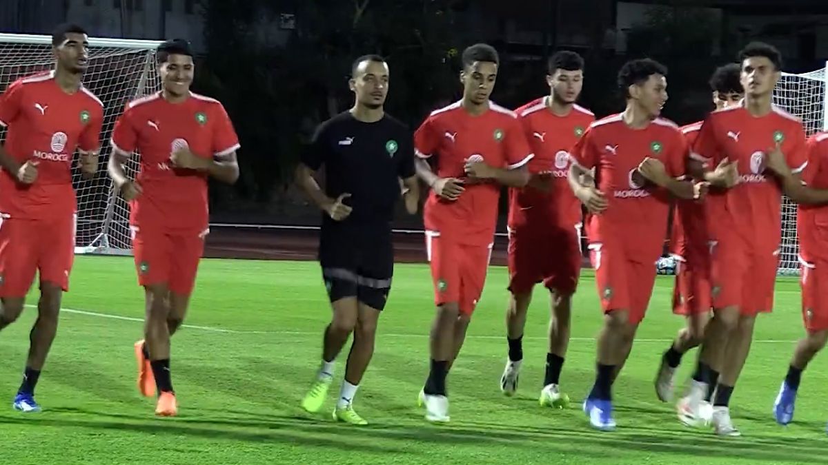 تمرینات تیم نوجوانان مراکش برای تقابل با ایران در مرحله یک هشتم نهایی جام جهانی