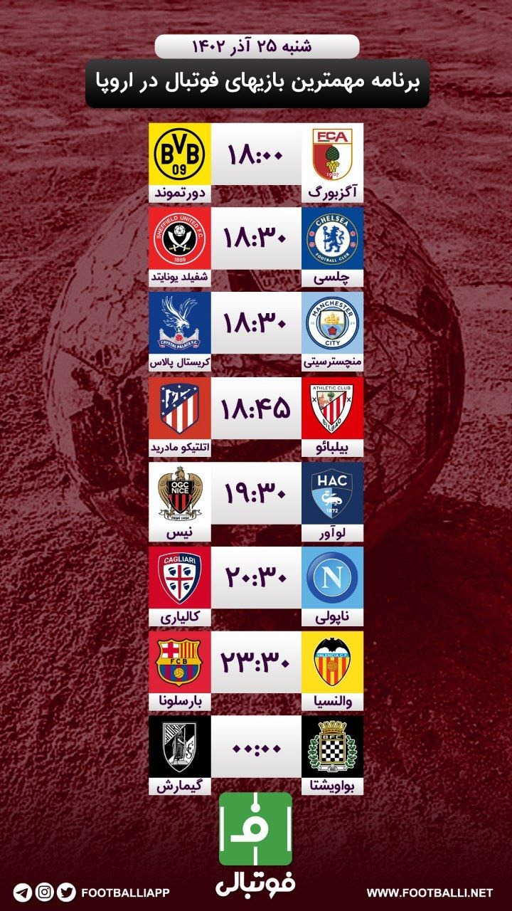 اختصاصی فوتبالی/ برنامه مهم‌ترین بازی‌های فوتبال در اروپا