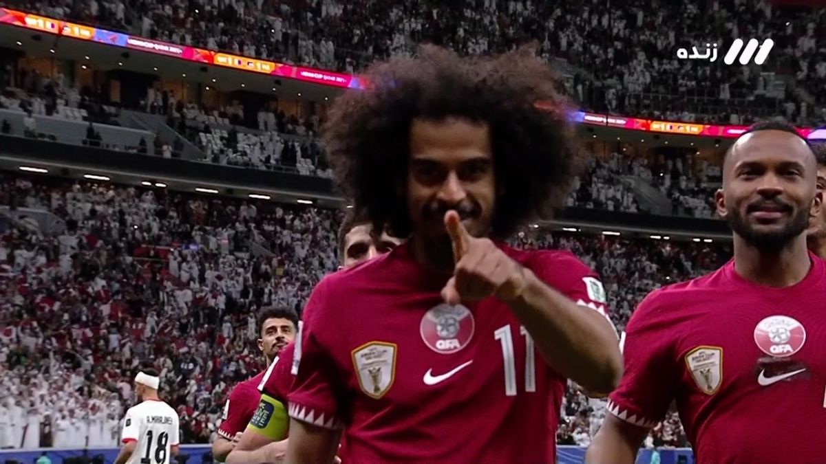 گل دوم قطر به فلسطین (اکرم عفیف - پنالتی)