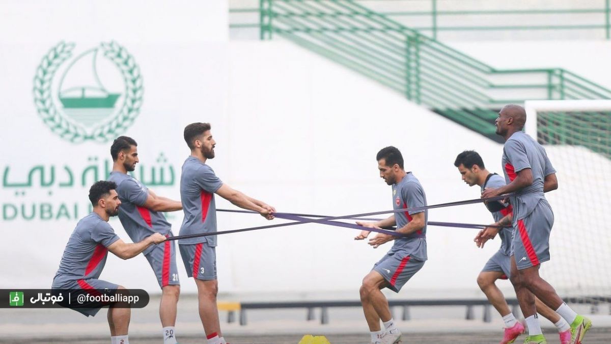 تمرین تاکتیکی پرسپولیس در ورزشگاه پلیس دوبی