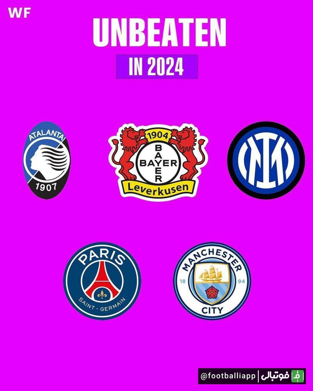 اینفوگرافی/ تیم‌های شکست ناپذیر پنج لیگ معتبر اروپا در سال 2024 تا به اینجای کار