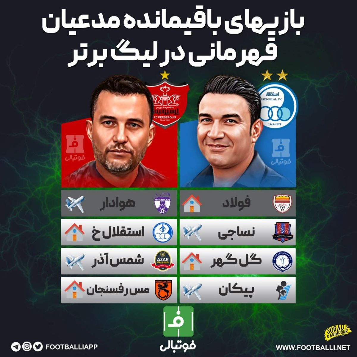 اینفوگرافی اختصاصی/ بازی‌های باقی مانده استقلال و پرسپولیس در مسیر قهرمانی